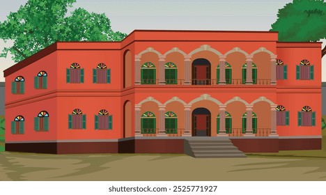 Vector illustration of Indian house vector art. Village house. Indian village background for cartoon