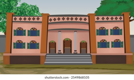 Vector illustration of Indian house vector art. Village house. Indian village background for cartoon