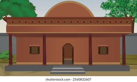 Vector illustration of Indian house vector art. Village house. Indian village background for cartoon