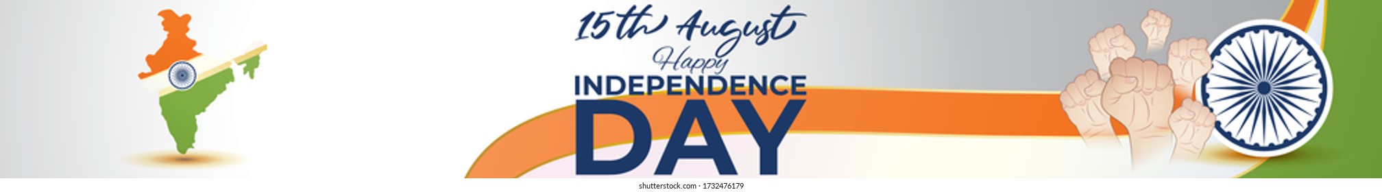 VECTOR ILLUSTRATION FOR INDIAN INDEPENDENCE DAY, ILLUSTRATION IS  SHOWING INDIAN MAP WITH UNITY HANDS ON INDIAN FLAG BACKGROUND