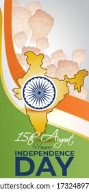 VECTOR ILLUSTRATION FOR INDIAN INDEPENDENCE DAY, ILLUSTRATION IS  SHOWING INDIAN MAP WITH UNITY HANDS ON INDIAN FLAG BACKGROUND