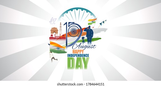VECTOR ILLUSTRATION FOR INDIAN INDEPENDENCE DAY 15 AUGUST