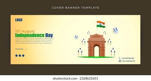 Vector illustration of Indian Independence Day Fb cover banner mockup Template