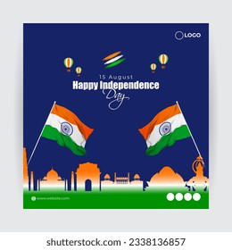 Vector illustration of Indian Independence Day social media story feed mockup template, written Hindi text means independence day india