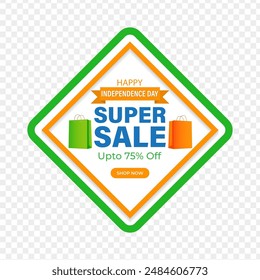 Vector illustration of Indian Independence Day Sale Sticker label social media feed template