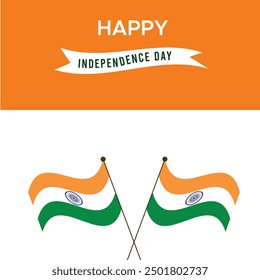 Ilustración vectorial del día de la independencia de la India con la bandera verde, naranja y blanca con el chakra aislado en el fondo.
