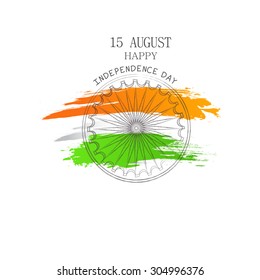 Vector Illustration Indian Independence Day celebrations background of India with ashoka wheel.