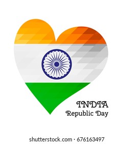 Vector illustration Indian Independence Day, India flag in trendy style. 15 August. Triangle background design template for poster, banner, flayer, greeting,invitation card.Independence day card.