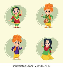 Vector illustration of indian lohri character set