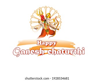 VECTOR ILLUSTRATION FOR INDIAN LORD GANESHA FESTIVAL HAPPY GANESHA CHATURTHI MEANS "HAPPY GANESH CHATURTHI". 