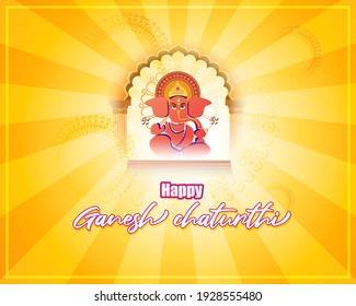 VECTOR ILLUSTRATION FOR INDIAN LORD GANESHA FESTIVAL HAPPY GANESHA CHATURTHI MEANS "HAPPY GANESH CHATURTHI". 