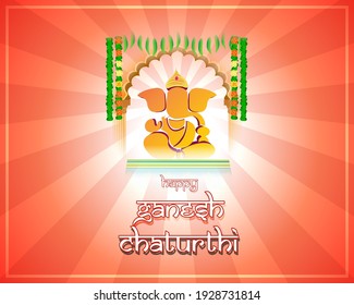 VECTOR ILLUSTRATION FOR INDIAN LORD GANESHA FESTIVAL HAPPY GANESHA CHATURTHI MEANS "HAPPY GANESH CHATURTHI". 