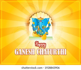 VECTOR ILLUSTRATION FOR INDIAN LORD GANESHA FESTIVAL HAPPY GANESHA CHATURTHI MEANS "HAPPY GANESH CHATURTHI". 