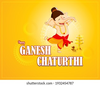 VECTOR ILLUSTRATION FOR INDIAN LORD GANESHA FESTIVAL HAPPY GANESHA CHATURTHI MEANS "HAPPY GANESH CHATURTHI". 