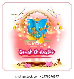 VECTOR ILLUSTRATION FOR INDIAN LORD GANESHA FESTIVAL HAPPY GANESHA CHATURTHI MEANS "HAPPY GANESH CHATURTHI". 
