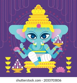 Vector illustration of Indian Lord Ganesha