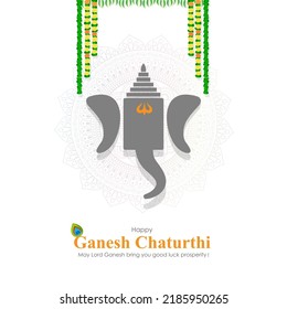 VECTOR ILLUSTRATION FOR INDIAN LORD GANESHA FESTIVAL HAPPY GANESHA CHATURTHI MEANS "HAPPY GANESH CHATURTHI". 