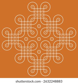 vector illustration of Indian modern pulli kolam pattern. 