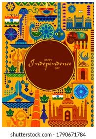 vector illustration of Indian multicolor kitsch background for 15th August Happy Independence Day of India