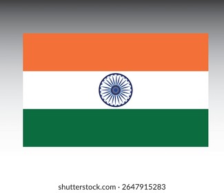 Ilustração vetorial da bandeira nacional indiana com Ashoka Chakra, ideal para projetos de design patriótico, cultural e educacional