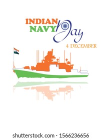 Vector illustration of Indian navy day, 4 th December.