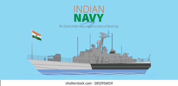 Ilustración vectorial del Día de la Marina India. 4 de diciembre.