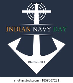 Ilustración vectorial del diseño del ancla del Día de la Marina India. 4 de diciembre.