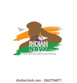 Vector Illustration Of Indian Navy Day. December 4. We Salute Indian Navy On The Occasion Of Naval Day.