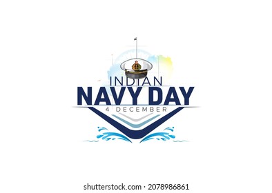 vector illustration of Indian navy day celebration poster, banner design with tricolor flag and ship logo