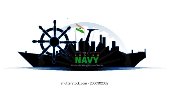 Vector Illustration of Indian Navy Day. December 4. We salute Indian Navy on the occasion of naval day.