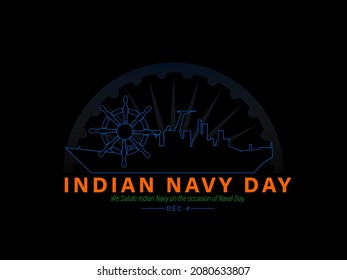 Vector Illustration Of Indian Navy Day. December 4. We Salute Indian Navy On The Occasion Of Naval Day.