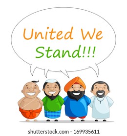 vector illustration of Indian people of different culture standing together