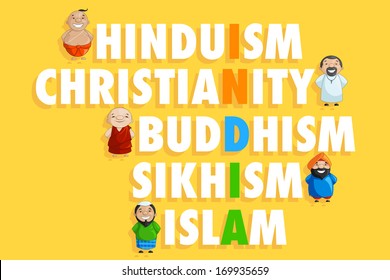 vector illustration of Indian people of different caste forming India