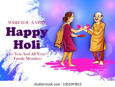 vector illustration of Indian people playing India Festival of Color Happy Holi background