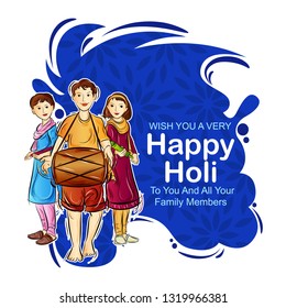 vector illustration of Indian people playing India Festival of Color Happy Holi background