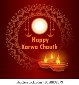 vector illustration of Indian Puja Thali for Karwa Chauth holiday festival of India