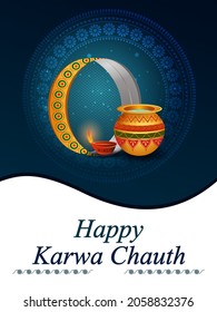 vector illustration of Indian Puja Thali for Karwa Chauth holiday festival of India