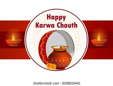 vector illustration of Indian Puja Thali for Karwa Chauth holiday festival of India