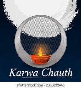 vector illustration of Indian Puja Thali for Karwa Chauth holiday festival of India