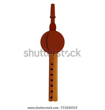 Vector illustration of indian pungi played by snake charmers. Been wind musical instrument isolated on white background.