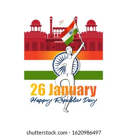 vector illustration for Indian Republic day with text 26 January