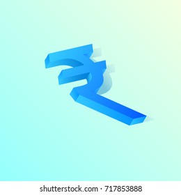 Vector illustration  of Indian rupee with Indian rupee symbol in 3D 
