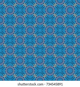 Vector illustration. Indian seamless pattern in yellow, blue and gray colors - detailed and easily editable.