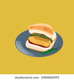 vector illustration of Indian street food "Vada Pav".