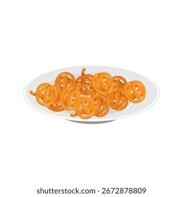 Ilustração vetorial de doces indianos, Jalebi ou Jilebi na placa