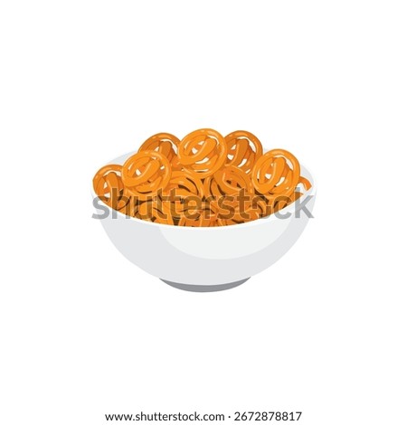 Vector illustration of Indian sweets, Jalebi or Jilebi in bowl