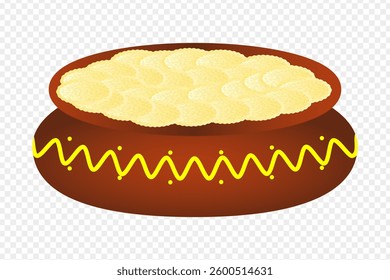 Vector illustration of Indian sweets in a pot on transparent background