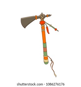 Vector illustration of an indian tomahawk. Cartoon style. Wild west theme.