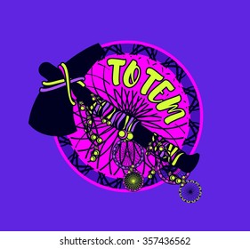 vector illustration of an Indian tomahawk totem emblem