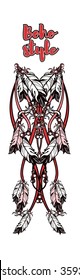 vector illustration Indian totem strand necklaces make up decoration feathers